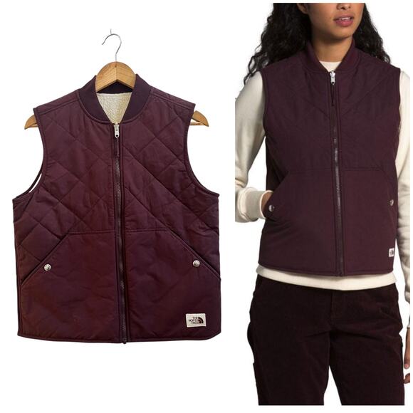 North Face Women’s Cuchillo Reversible Sherpa Lined Vest Medium Root Brown - Picture 13 of 13